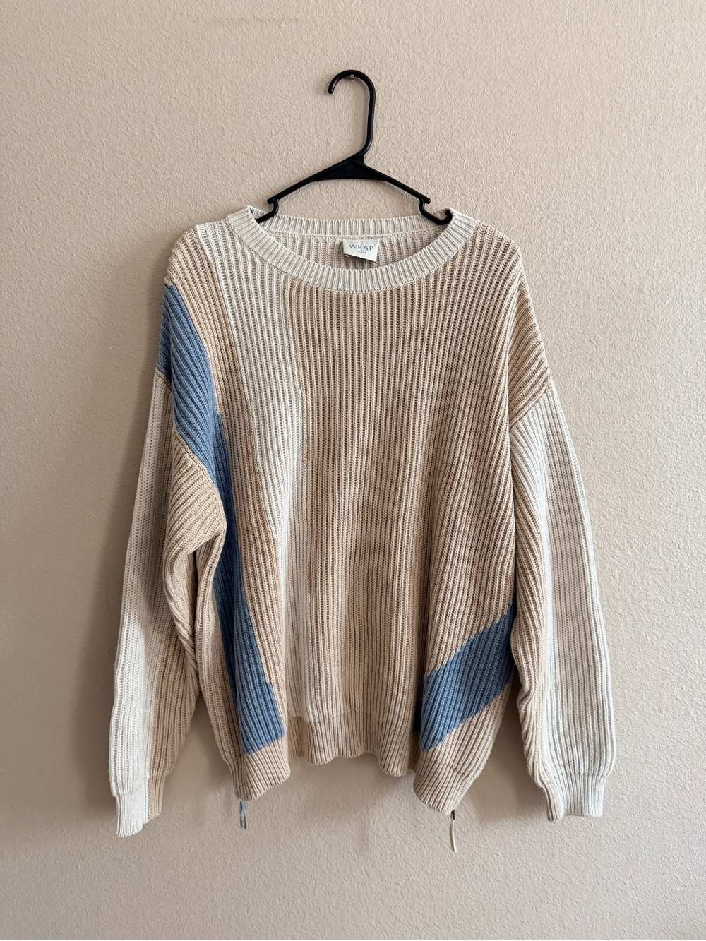 Wrap London Cotton Knot Crewneck Side Zip Sweater